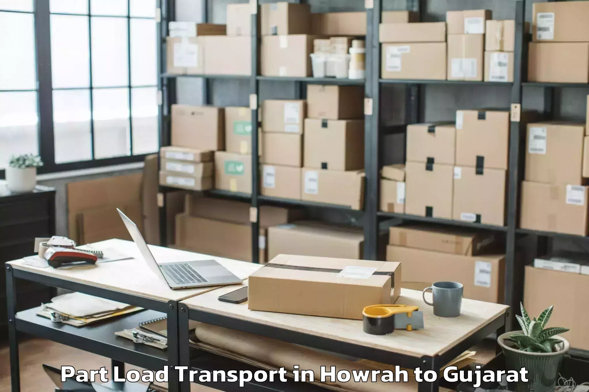 Leading Howrah to Swarnim Gujarat Sports Univers Part Load Transport Provider